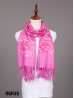 Multi-Colour Thread Flower Embroidery Pashmina Scarf W/ Tassels